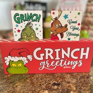 Dr. Seuss Grinch Greetings Decor - Red, Green, and White